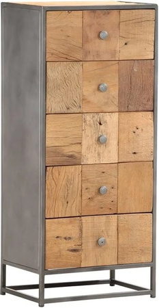 vidaXL Highboard aus Massivholz mit Schubladen in Braun im Vintage-Stil B: 45 cm, T: 30 cm, H: 100 cm