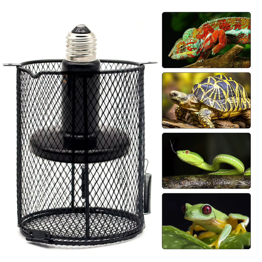 Reptilien-Heizlampenschutz aus Keramik und Metall in Schwarz, Netzabdeckung für Heizbirnen von Eidechsen, Schildkröten und Schlangen - Bild 5
