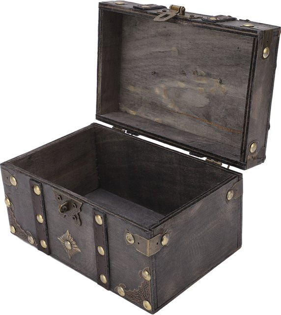 TOPINCN Retro Holz Schatzkiste Vintage Schmuckbox in Braun mit codiertem Schloss - Bild 1