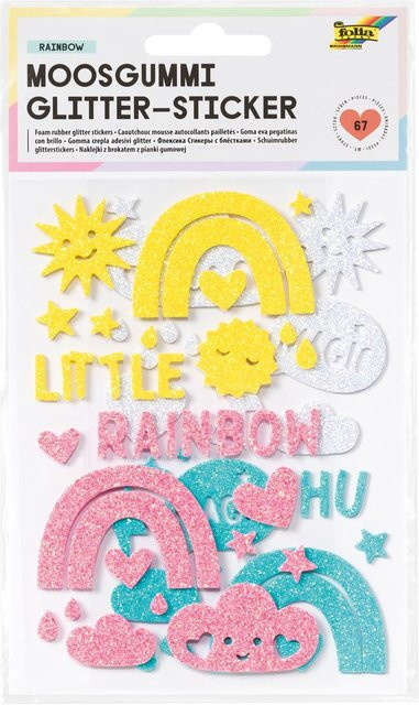 Moosgummi Glitter-Sticker in Rainbow - Bild 1