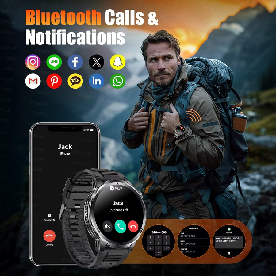 GUHUAVMI Smartwatch, Edelstahl, Grau, 1,85 Zoll, 10 ATM, Herren - Bild 4