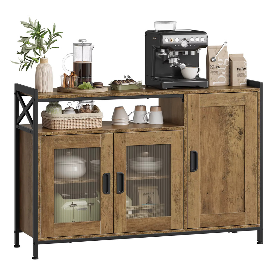 WOLTU Küchenschrank aus Holz in Braun mit 3 Türen und 2 verstellbaren Regalen, B/H/T: 110 x 75 x 33 cm - Bild 2