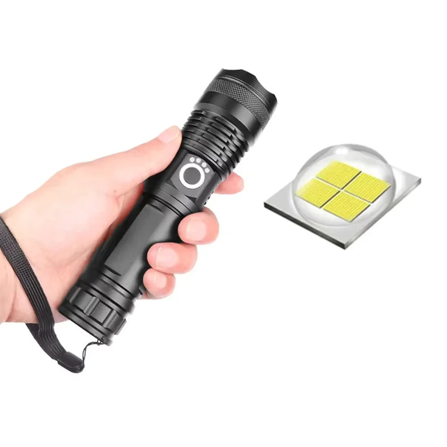 ESMARTER USB-LED-Taschenlampe mit XHP70.2 Zoom-Funktion, wiederaufladbare Campinglampe in Schwarz - Bild 5