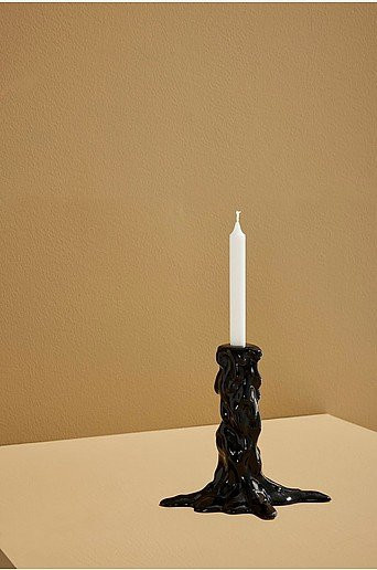 Bearnie Kerzenständer Pastill modern aus Keramik in Schwarz, Höhe: 24,0 cm, Breite: 7,0 cm, Tiefe: 7,0 cm - Bild 1