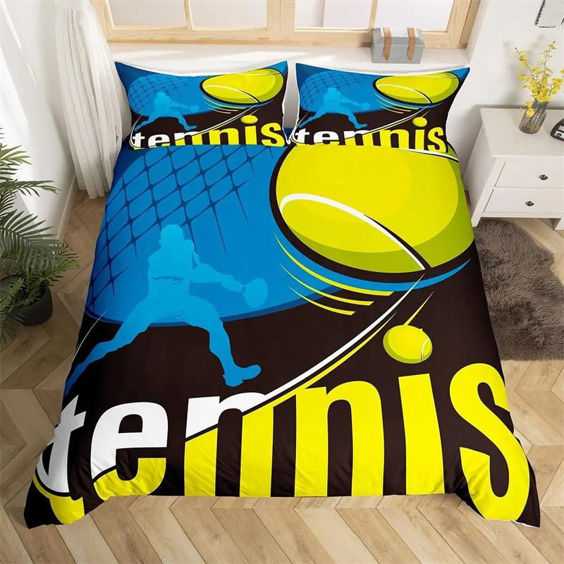 Lodestar Bettwäsche-Set mit Tennisplatz-Print in Gelb und Blau, 3-teiliges Microfaser-Bettwäsche-Set mit Bettdeckenbezug und Kissenbezügen, B/H: 240 x 220 cm - Bild 4