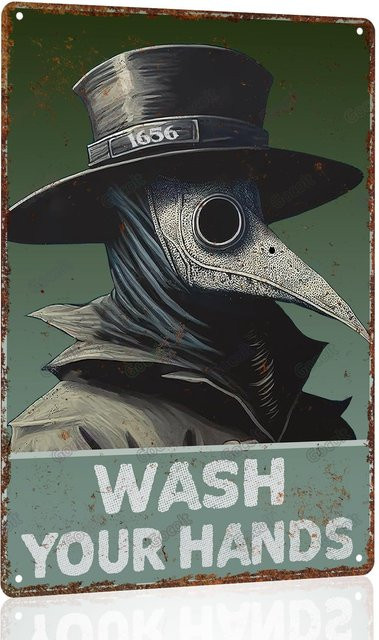 Gocolt Vintage Metallblechschild Wash Your Hands Wanddekoration für Badezimmer und Toilette - Bild 1