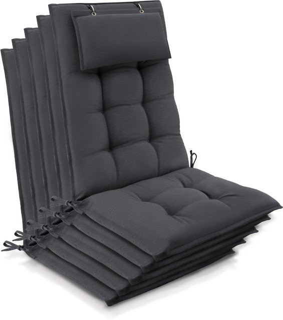 Beautissu 5er Set Sun-HL Hochlehner Auflage Anthrazit B: 120 cm, T: 50 cm, H: 8 cm - Bild 1