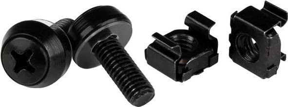 StarTech.com Schrauben und Cage Nuts M6 x 12mm für Rack, Schwarz - Bild 1