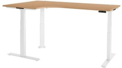 Schäfer Shop Genius Winkelschreibtisch Modena Flex, elektrisch höhenverstellbar, Buche/weiß, B: 200 cm, T: 120 cm, H: 76,7 cm bis 129 cm - Bild 1