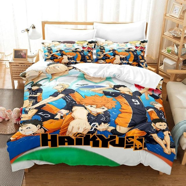 Bettwäscheset Haikyuu mit 3D-Druck für Kinder und Teenager von JMG Household Supplies, Motiv Volleyball, Mehrfarbig, B: 70 cm, L: 133 cm - Bild 1