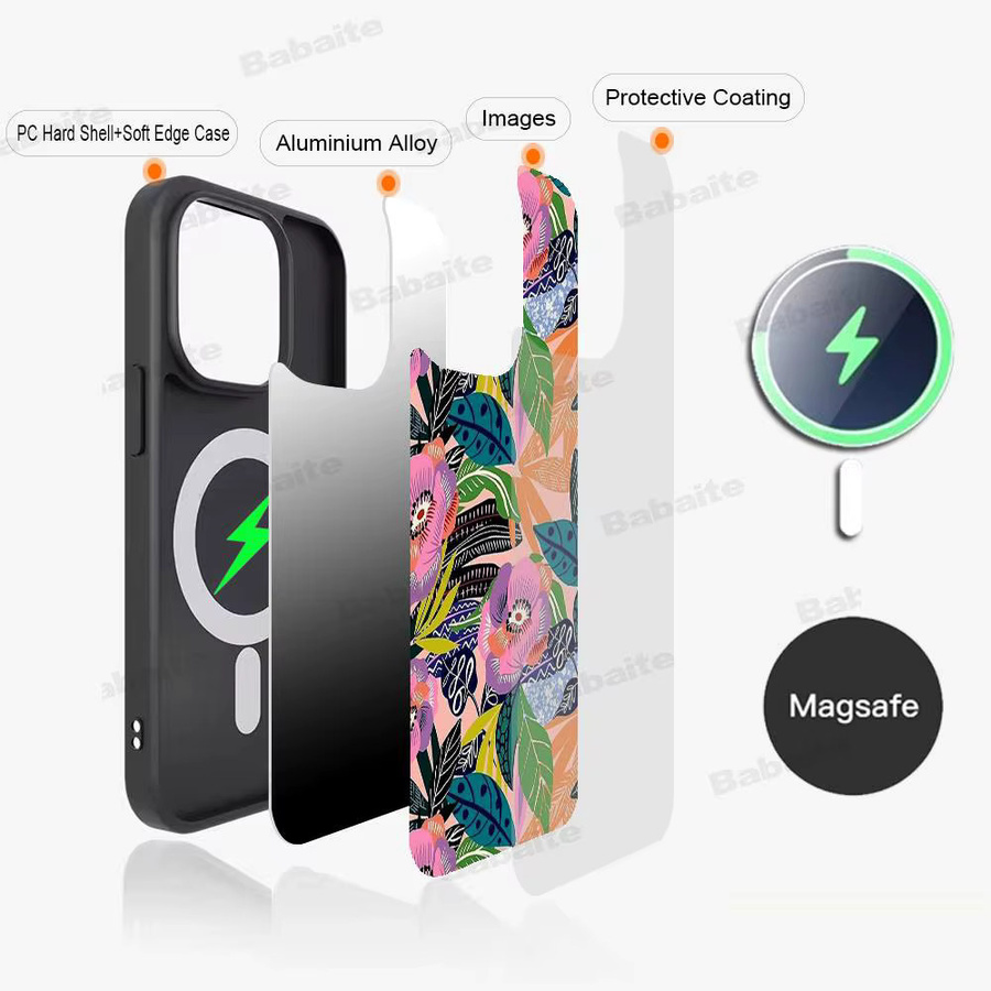 Magnetische iPhone Telefonhülle mit buntem Blumenmuster für MagSafe Wireless Charging, kompatibel mit Apple iPhone 11 bis iPhone 17 Pro Max Plus, Mehrfarbig - Bild 3