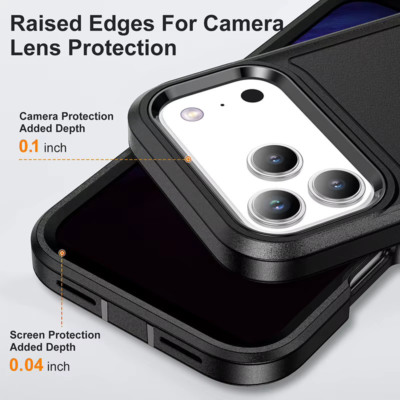 Robuste faltbare Handyhülle mit integriertem Ständer für iPhone 11 bis iPhone 17 Pro Max in Schwarz und Rot - Bild 3