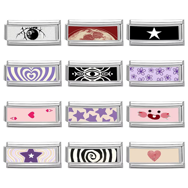 Yolorist Charm-Armband Edelstahl, Lila, Verspielt - Bild 1