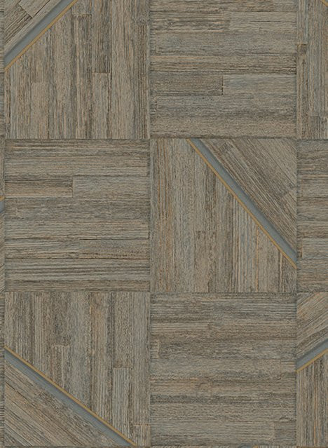 Eijffinger Tapete Anam 3 in Braun mit modernem geometrischem Holzstruktur-Muster aus Vlies und Vinyl - Bild 1