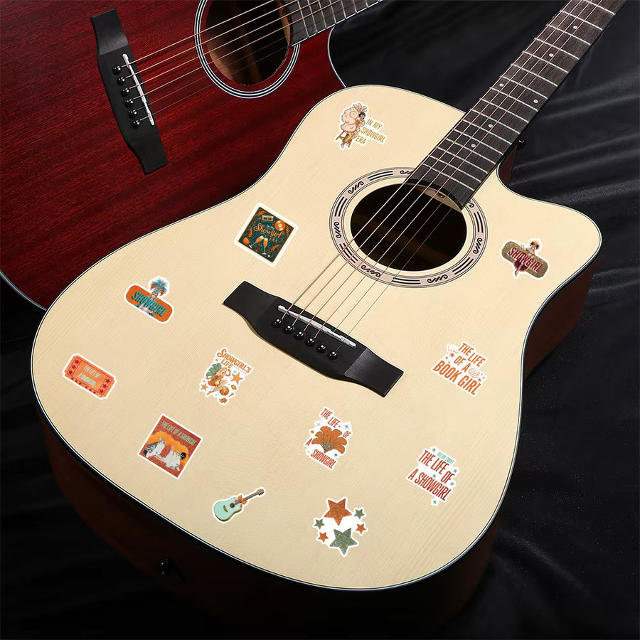50 oder 100 Stück Popmusik Aufkleber mit Buchstaben und Musikmotiven in Multicolor für DIY-Gestaltungen an Instrumenten und Schreibwaren - Bild 4