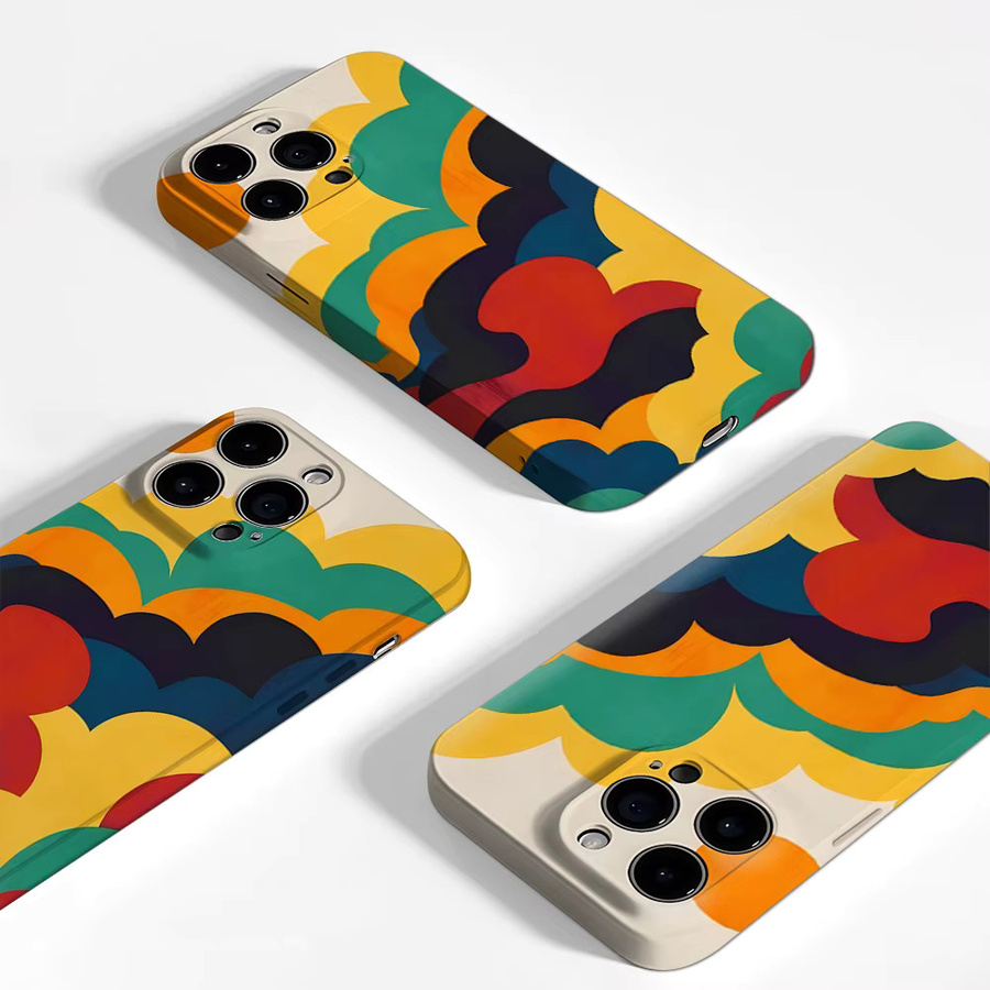 Handyhülle mit buntem Wolken- und Sonnen-Design für Apple iPhone 11 bis iPhone 17 Pro Max Plus, doppelschichtige Rückseite, mehrfarbig - Bild 3