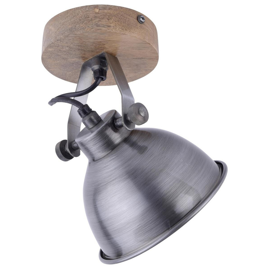 Just Light Samia Wand- und Deckenleuchte aus Eisen und Holz in Stahlfarben B/H/T: 15 x 22 x 17 cm - Bild 3