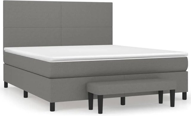 vidaXL Boxspringbett Hybrid mit Matratze und Kopfteil Dunkelgrau B/T: 160 x 200 cm - Bild 1