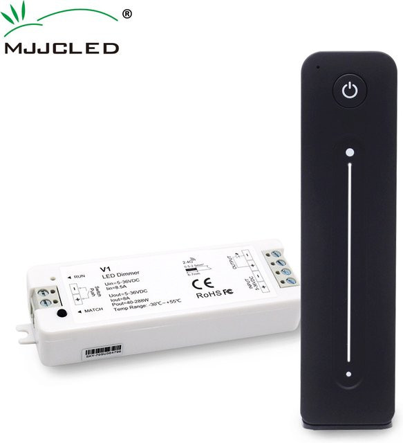 MJJCLED LED Dimmer V1 mit 2.4G Wireless RF Touch Remote für einfarbige LED Streifen, PWM Helligkeitssteuerung, Weiß - Bild 1