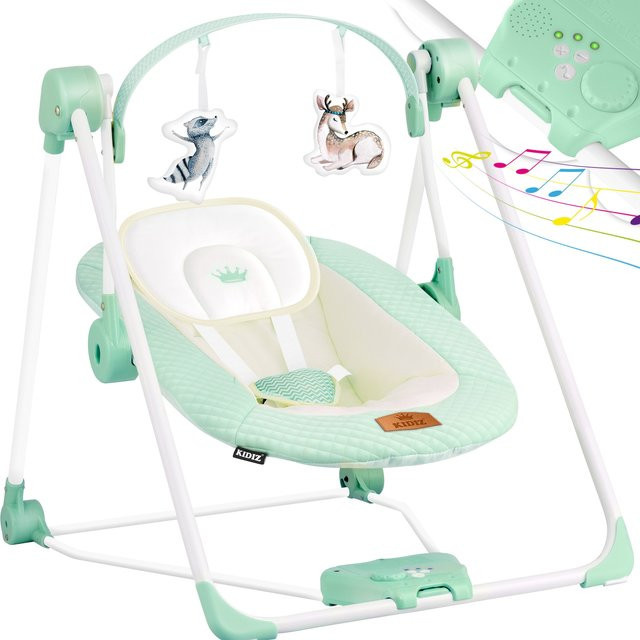 KIDIZ Babywippe Babyschaukel mit 5 Geschwindigkeiten, Spielbogen mit Spielzeug und 5 Naturgeräuschen, zusammenklappbar - Bild 1