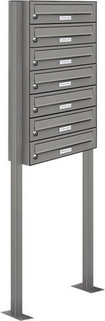 AL Briefkasten für 7 Parteien, freistehendes Briefkasten-System, grau, B/H/T: 46,5 x 150 x 27,5 cm - Bild 1