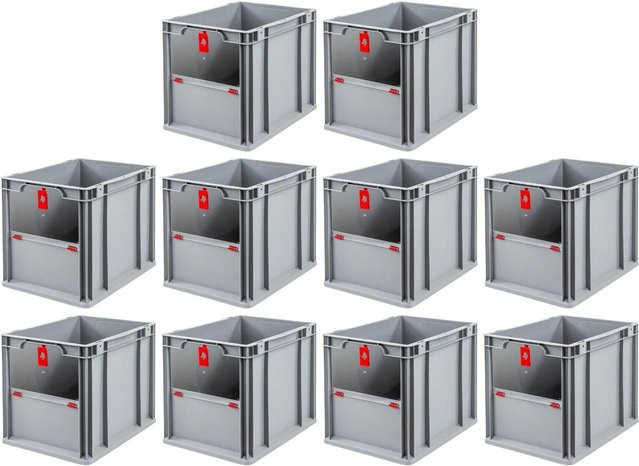 PROREGAL SparSet 10x Eurobox NextGen Insight Cover Rot mit verstärkten Wänden, H x B x T: 32 x 30 x 40 cm - Bild 1