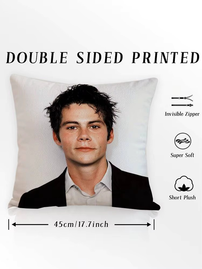 Kissenbezug mit Dylan O'Brien Motiv aus kurzem Plüsch, quadratisch, Mehrfarbig, Breite: 35,0 cm - Bild 5
