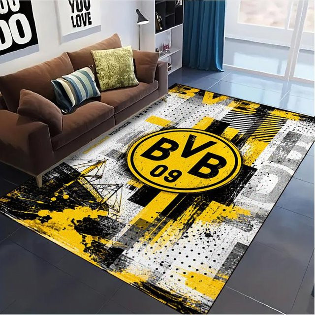NuanSue Home BVB FC Teppich Gelb, rutschfeste Bodenmatte aus Polyester für Wohnzimmer und Schlafzimmer, B/B: 80 x 120 cm - Bild 1