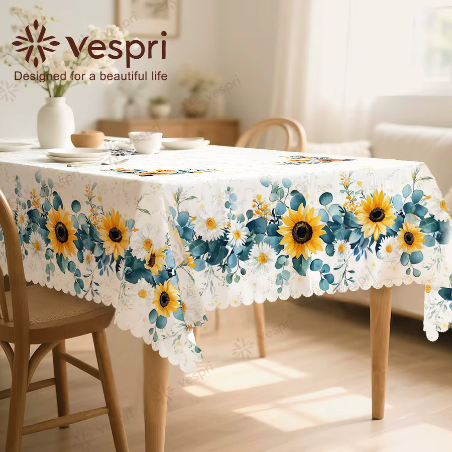 Vespri Frühlingstischdecke mit Blumenmuster in Pastellfarben aus Polyester für Ostern und Landhausstil - Bild 2