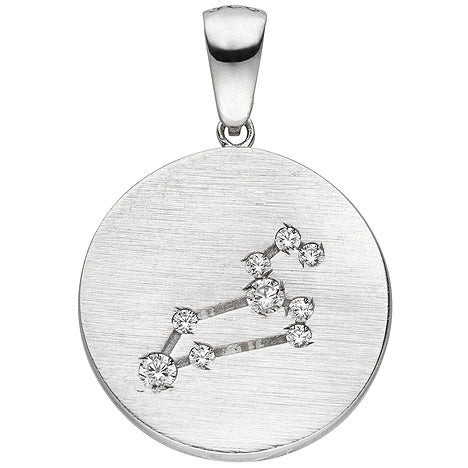 Colfem Anhänger Sternzeichen Löwe, 925 Sterling Silber, matt, 9 Zirkonia, Unisex - Bild 1