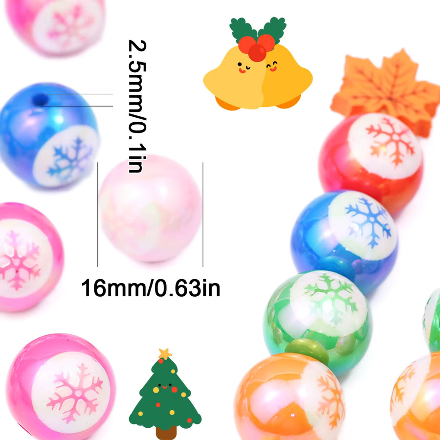 JHNBY Perlen Acryl, Schneeflocken, 16 mm, Bunt, Unisex - Bild 2