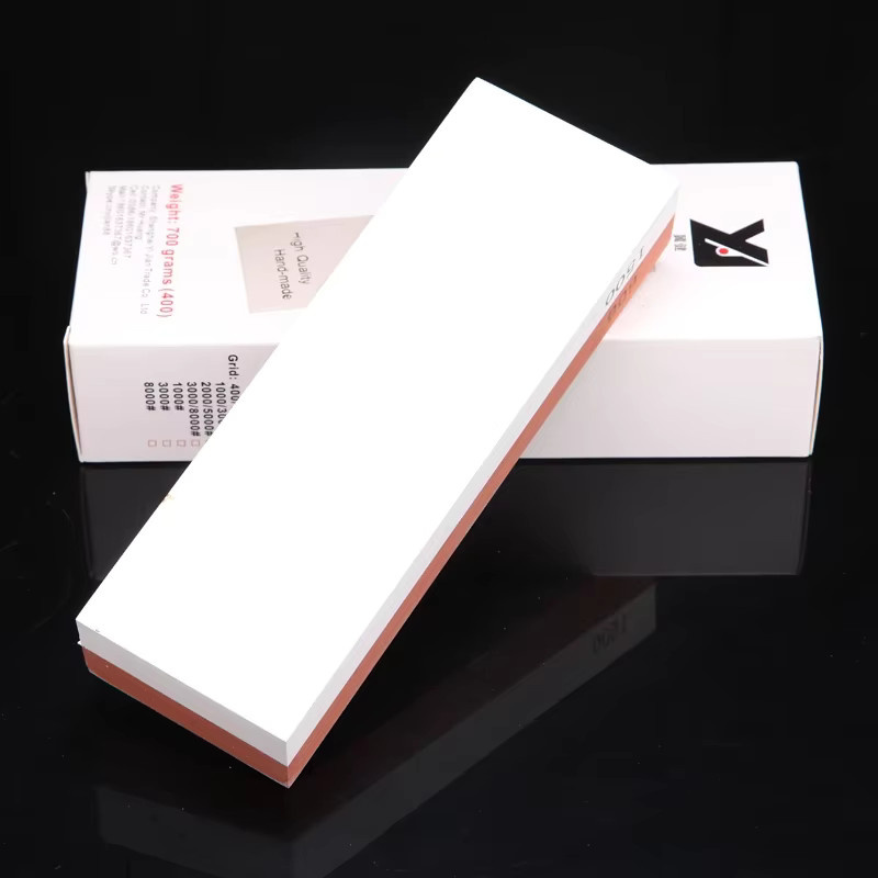 Doppelseitiger Schleifstein aus weißem Korund mit Körnung 600 und 1500 für Küchenmesser, B/T/H: 180 x 60 x 30 mm - Bild 3