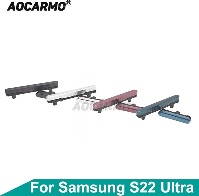 Aocarmo Ersatzteil für Samsung Galaxy S22 Ultra SM-S908 Plus Seitentasten für Ein/Aus und Lautstärke in Silber - Bild 1