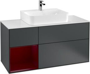 V&B Waschtischunterschrank Finion in Mattblau lackiert mit Regal links, Breite: 120 cm, Tiefe: 50,1 cm, Höhe: 50,1 cm - Bild 1