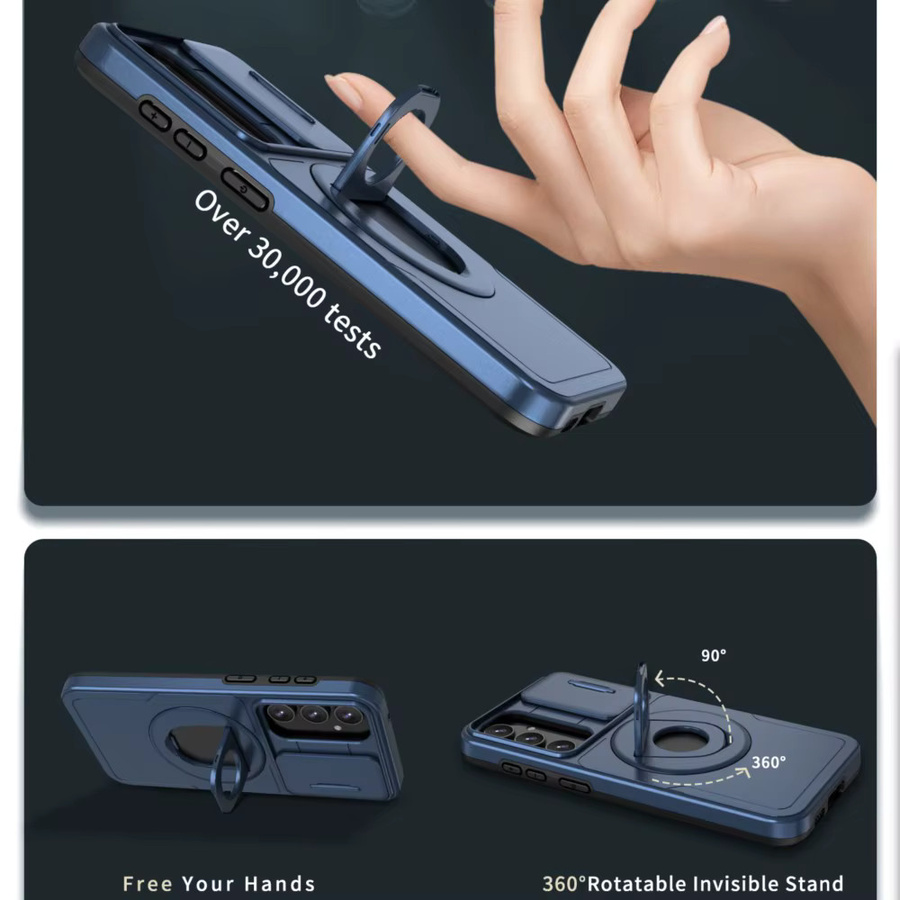 Magnetische Samsung Schutzhülle im Militär-Design mit 360 Grad Panzerung und MagSafe-Kompatibilität für S23 S22 S21 S20 Ultra FE A54 in Schwarz und Blau - Bild 5
