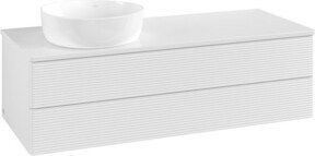 V&B Waschtischunterschrank Antao mit Frontstruktur in Weiß lackiert, B/T/H: 120 x 50 x 50 cm - Bild 1