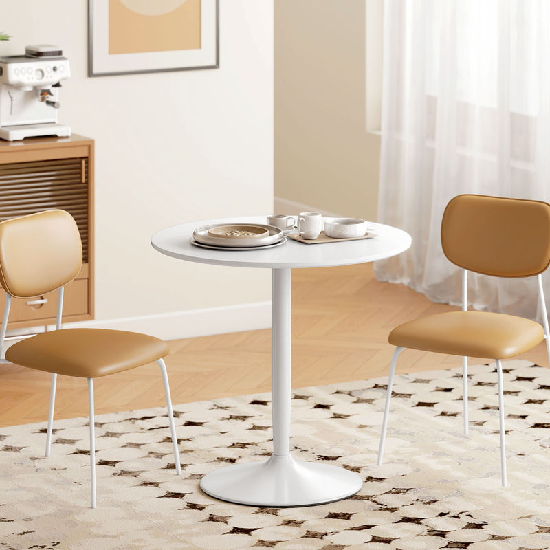 HOMCOM Runder Esstisch in Weiß, Moderner Küchentisch mit Stahlbein und Säulentisch, Durchmesser: 80 cm, Höhe: 75 cm - Bild 2