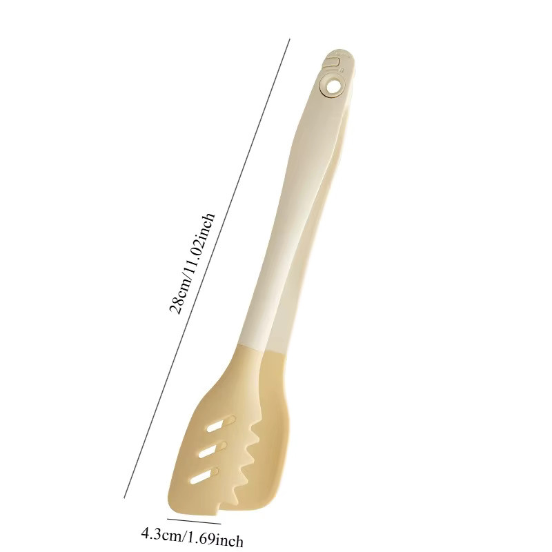 PDQ 3-in-1 Silikon-Lebensmittelzange in Beige, hitzebeständig und rutschfest zum Kochen, Grillen und Servieren - Bild 3
