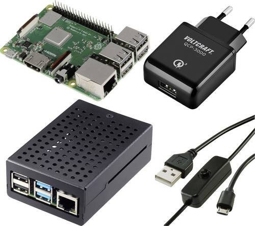 TRU COMPONENTS Pure Set Raspberry Pi 3 B+ 1GB mit Gehäuse und Netzteil in Schwarz - Bild 1