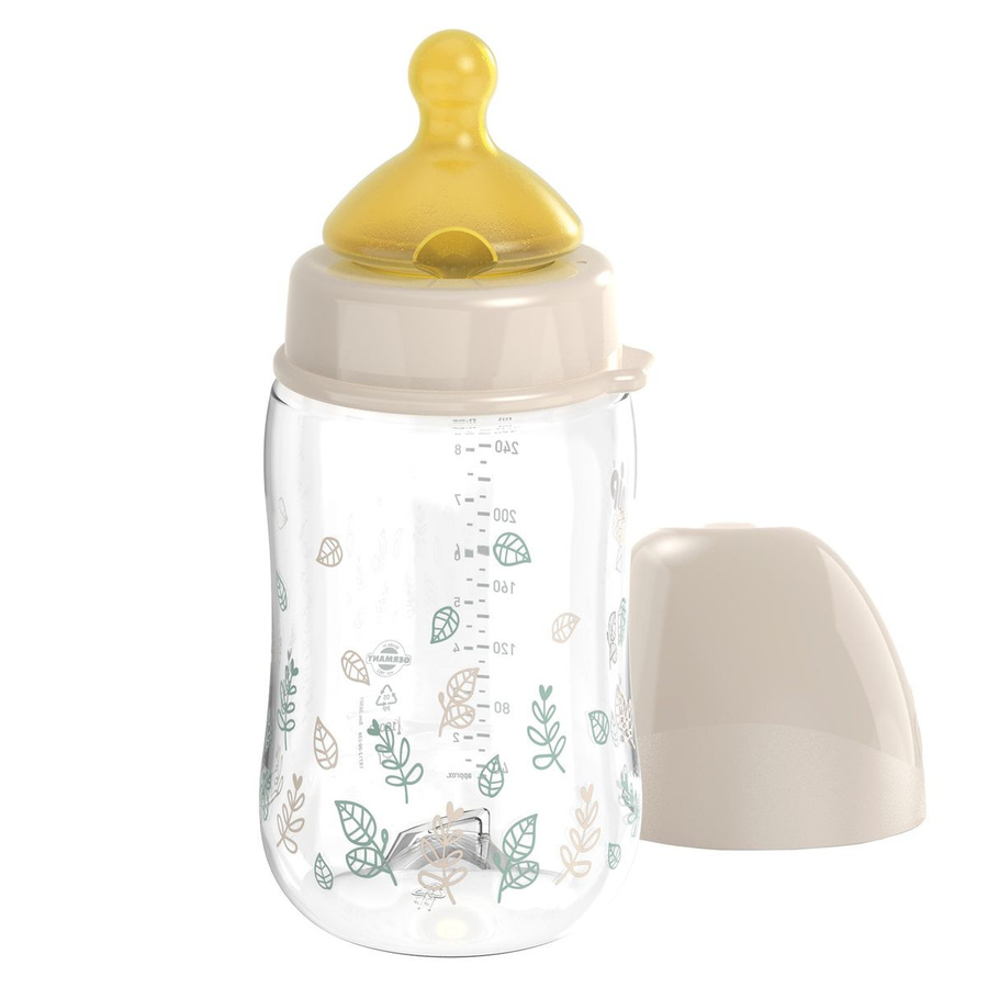Nip PP-Flasche Cherry Green mit Latex-Trinksauger mittlerer Nahrungsfluss, Farbe: Green und Beige, 260 ml - Bild 1