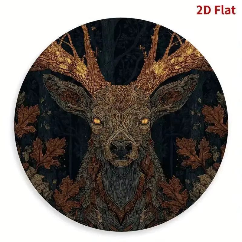 Handgefertigte Metall-Wandkunst von Potdemiel mit Hirsch-Motiv in Dunkelblau und Gold, rund, Durchmesser: 19,99 cm - Bild 2