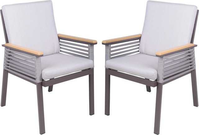 Garden Pleasure Gartensessel Denia aus Aluminium mit Armlehnen in Hellgrau - Bild 1