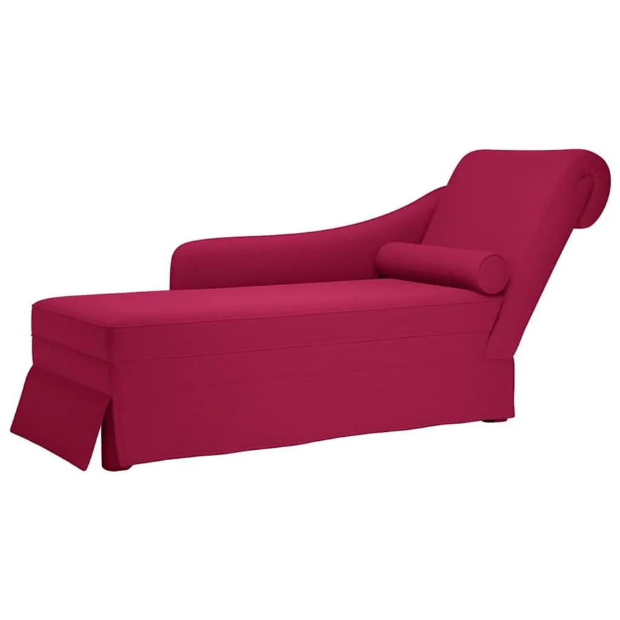 vidaXL Chaiselongue aus Samt in Weinrot mit Nackenrolle und rechter Armlehne, B/T/H: 145 x 70 x 56 cm - Bild 2