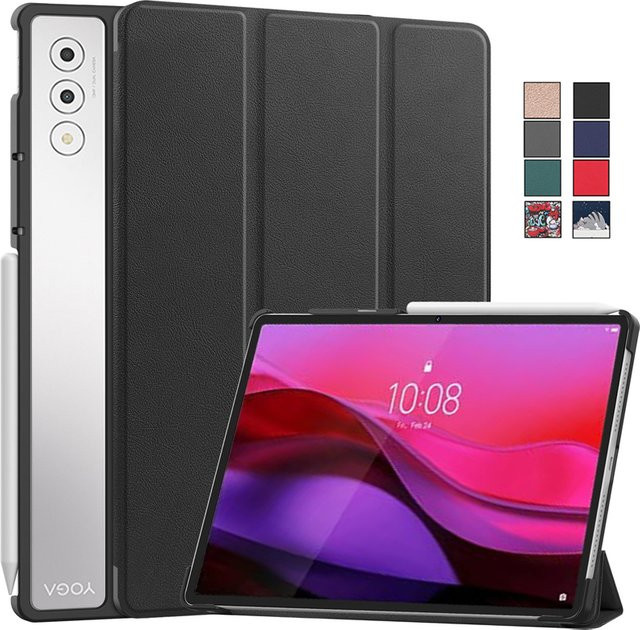 Lenovo Yoga Tab Plus TB520FU Schutzhülle aus Leder mit Trifold-Funktion für 12,7 Zoll in Schwarz und Grün - Bild 1