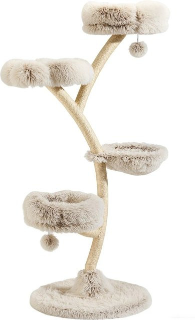 Fudajo Designer Kratzbaum mit integriertem Spielzeug aus Plüsch und Sisal in Creme-grau und Beige, Höhe: 155 cm - Bild 1