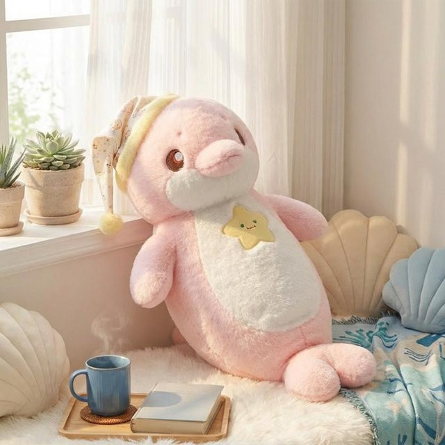 Yiran toy Kleiner Delfin Plüschtier, Blau Rosa, 60cm - Bild 1
