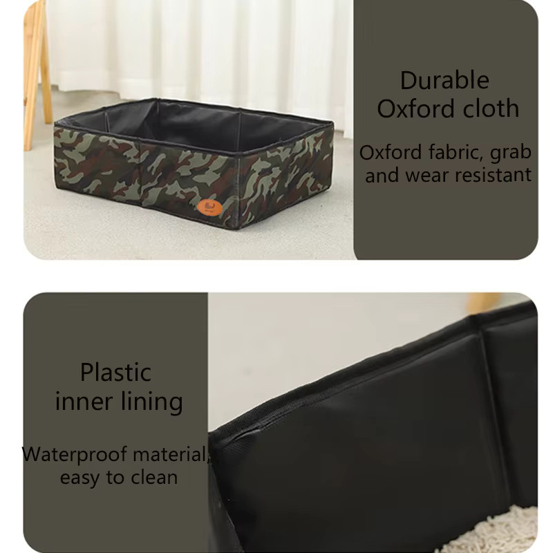 Faltbare Katzentoilette von booteely aus wasserdichtem Oxford-Stoff in Gelb und Multicolour für unterwegs und Camping - Bild 4