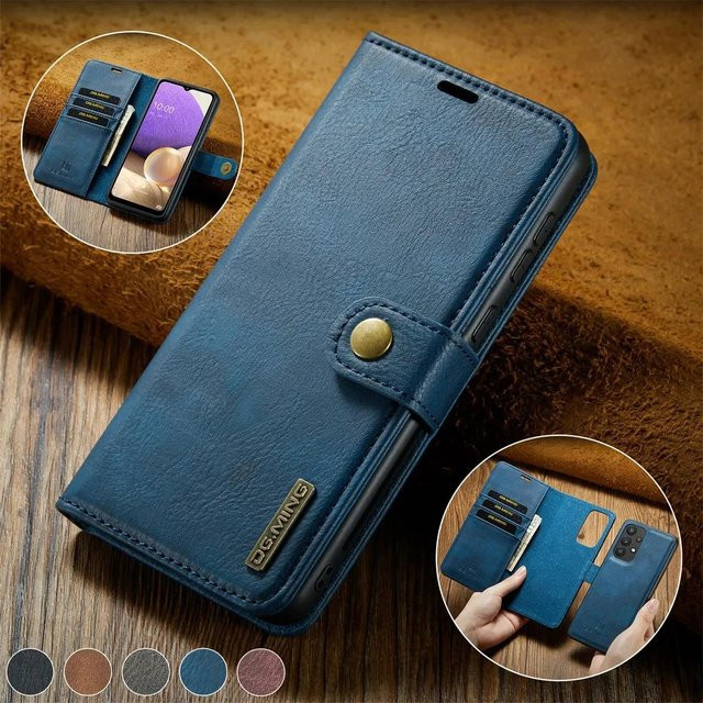 Magnetische Lederhülle für Samsung Galaxy S20 S21 FE S22 Plus S23 Ultra Note 20 Ultra A53 5G als Brieftasche mit Kartenhalter in Blau - Bild 1
