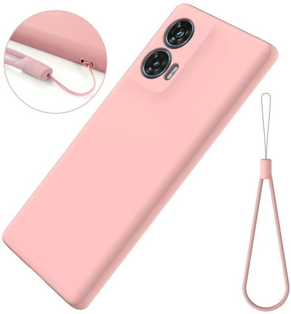 Premium Flüssigsilikon Hülle für Motorola Edge 50 Fusion mit Trageband und weicher Innenbeflockung - Bild 1