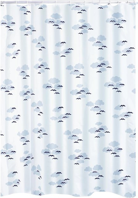 Duschvorhang Textil Helgoland von Ridder in Blau und Weiß inklusive Ringe B/H: 120 x 200 cm - Bild 1